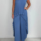 🔥Limited discount!🔥Laney Pleated Short Sleeve Irregular Midi Top and Elastic Waist Wide Leg Pants Set