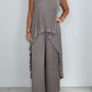 🔥Limited discount!🔥Laney Pleated Short Sleeve Irregular Midi Top and Elastic Waist Wide Leg Pants Set