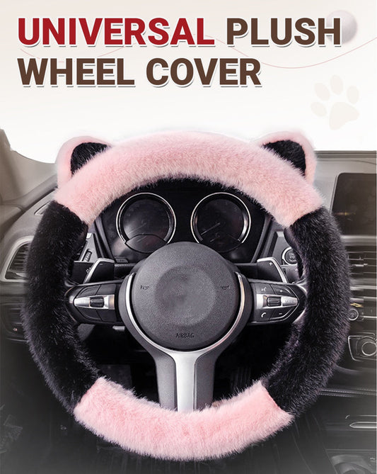 🎁Universal Non-slip Soft Cute Cat Ears Plush Steering Wheel Cover
