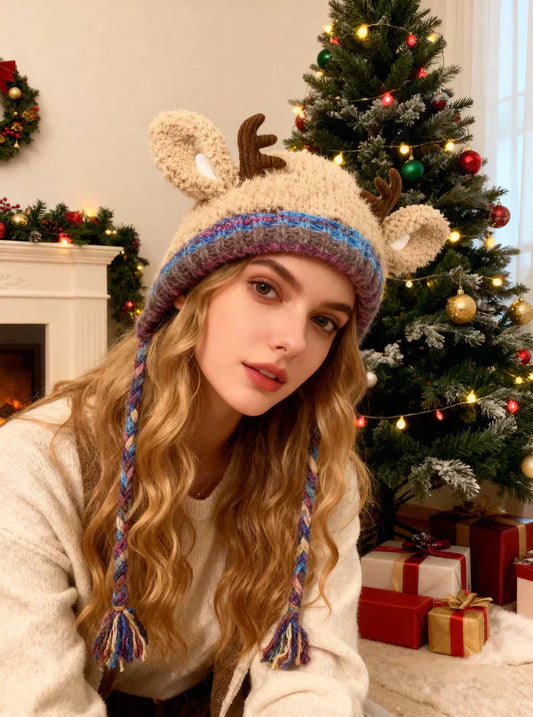🎁🦌Original design Festive Christmas Antler Hat🧶