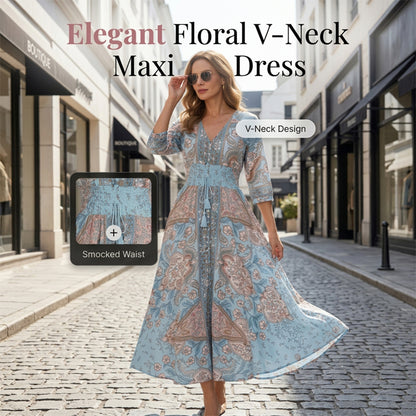 🌸 2026 Spring-Summer Trending | Elegant Floral Maxi Dress | Flow & Feminine Silhouette 💃【-50%】