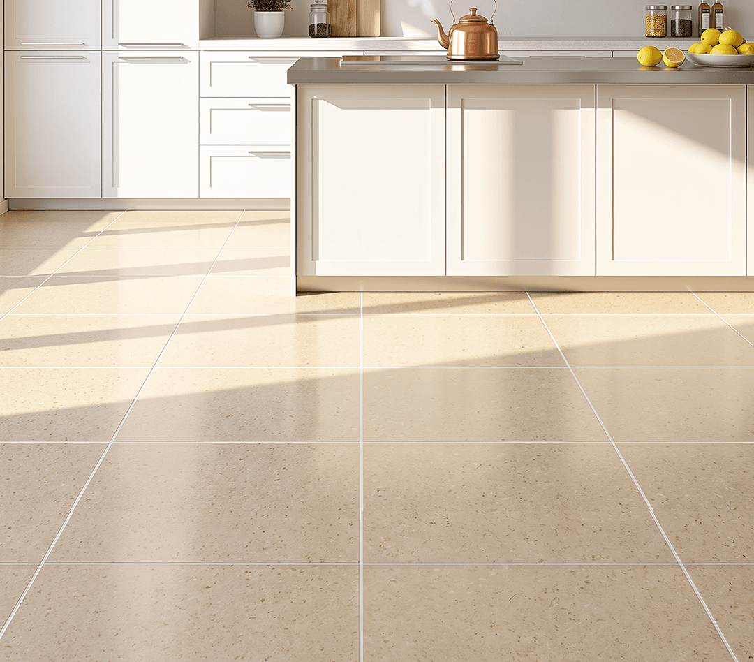 Original seller kitchen ceramic floor tile and grout cleaning application scene
