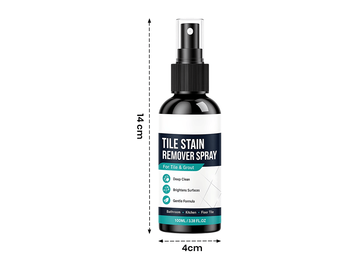 Original 100ml Tile Stain Remover Spray bottle size diagram 14cm high 4cm wide