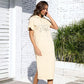 🔥Factory Direct Sales🔥Women’s Solid Short-Sleeve Hooded Long Dress