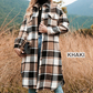 🔥HOT SALE🔥Women's Plaid Print Long Sleeve Warm Tweed Coat