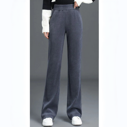 🍂 New Fall/Winter🍂  Women’s High-Waisted Velvet Straight Pants | Stylish Fleece-Lined Wide-Leg Trousers