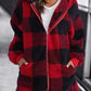 🍁HOT SALE🍁 Women Oversized Hoodie Plaid Loose Overcoat