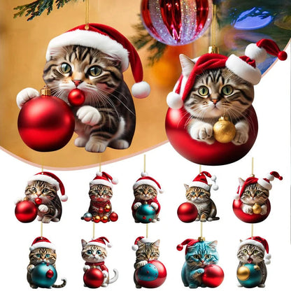 🎄😻Cat Christmas tree ornament✨Hanging cat ornaments