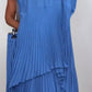 🔥Limited discount!🔥Laney Pleated Short Sleeve Irregular Midi Top and Elastic Waist Wide Leg Pants Set