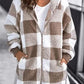 🍁HOT SALE🍁 Women Oversized Hoodie Plaid Loose Overcoat