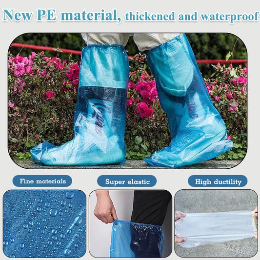 Thickened and lengthened waterproof portable rain shoe covers