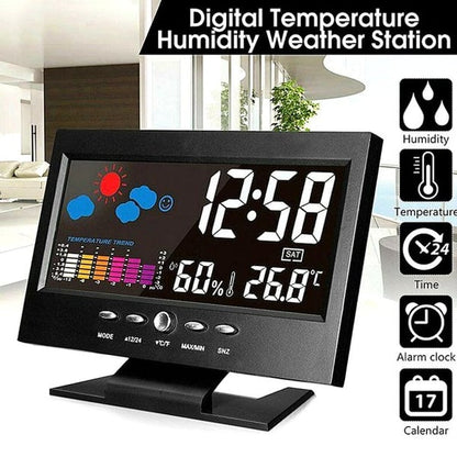 🔥Hot Sale 50%🔥Digital LED Temperature Humidity Monitor Weather Forecast LED Table Alarm Clock