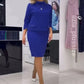 Solid color top & half color skirt plus size two piece set