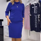 Solid color top & half color skirt plus size two piece set