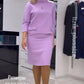 Solid color top & half color skirt plus size two piece set