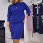 Solid color top & half color skirt plus size two piece set