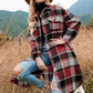 🔥HOT SALE🔥Women's Plaid Print Long Sleeve Warm Tweed Coat