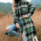 🔥HOT SALE🔥Women's Plaid Print Long Sleeve Warm Tweed Coat