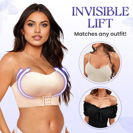 🌸Breathable Non-Slip Strapless Front Buckle Push-Up Bra