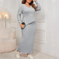 Women's Elegant Irregular Hem Long Sleeve and Wrap-hip Skirt Suit