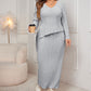 Women's Elegant Irregular Hem Long Sleeve and Wrap-hip Skirt Suit
