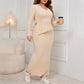 Women's Elegant Irregular Hem Long Sleeve and Wrap-hip Skirt Suit