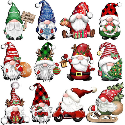 24pcs Christmas Wooden Gnome Ornaments Set