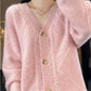🍂 HOT SALE 50% OFF🍂 Women's Loose Slouchy Faux Cashmere Button Front Cardigan Sweaters