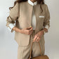 🍂Fall Specials🍂Women's Elegant Patchwork Stand Collar Blazer and Trousers