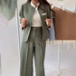 🍂Fall Specials🍂Women's Elegant Patchwork Stand Collar Blazer and Trousers