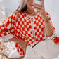 🍁Autumn New Arrivals 50% Off🍁Women's Trendy Checkered Tie Front Knit Cardigan