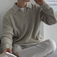 Men's Casual Solid Color Loose Fit Half-Zip Sweater