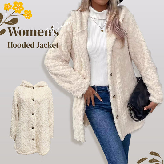 🍁HOT SALE🍁Women's Warm Diamond Pattern Hooded Jacket