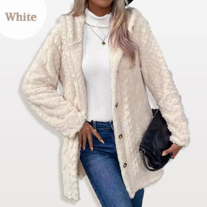 🍁HOT SALE🍁Women's Warm Diamond Pattern Hooded Jacket