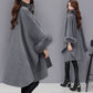 💖Best Gift💖  Elegant Solid Color Faux Fur Collar Loose Poncho Coat