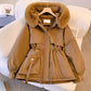 🍁HOT SALE🍁 Women's Waisted Mid-Length Parka with Pockets