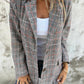 🔥Hot Sale 50% off🔥 Fall Lapel Collar Slim Button Plaid Small Suit For Women