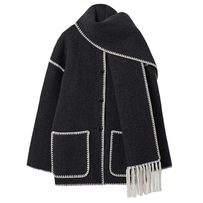 💥Hot Sale 50% OFF🔥Women’s Tassel Scarf Tweed Coat