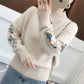 🌸Cashmere Knitted Floral Embroidery Thick Sweater