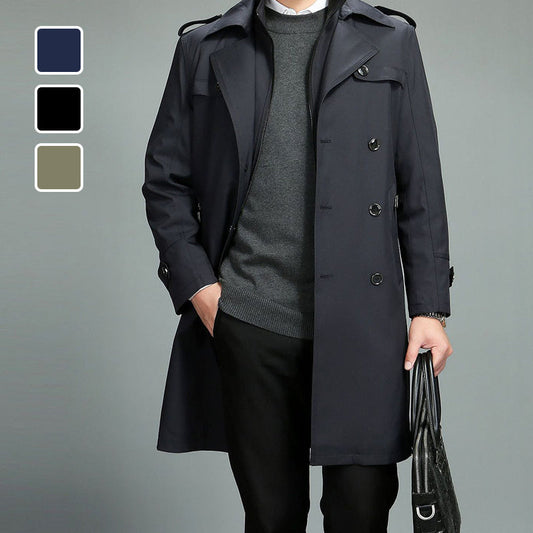 ❄️Winter Specials❄️ Men's Casual Zippered Lapel Trench Coat with Detachable Liner