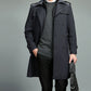 ❄️Winter Specials❄️ Men's Casual Zippered Lapel Trench Coat with Detachable Liner