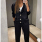 🍁Women's Knitted Buttoned Jacket and Pants Two-piece Set