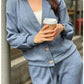 🍁Women's Knitted Buttoned Jacket and Pants Two-piece Set