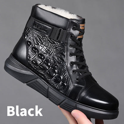 👞Men's Waterproof Warm Faux Leather Snow Boots