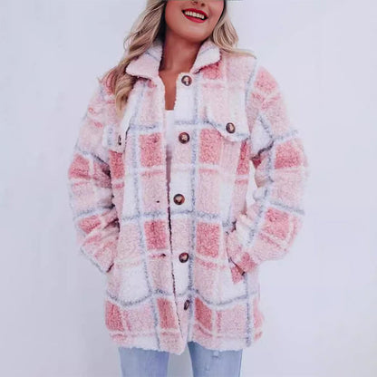 🌸🧥Women’s Teddy Plaid Shacket