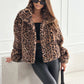 Women’s Fluffy Short Coat with Leopard Print