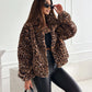 Women’s Fluffy Short Coat with Leopard Print