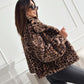 Women’s Fluffy Short Coat with Leopard Print