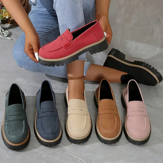 👢Women's Comfortable Chunky Slip On Platform Loafers