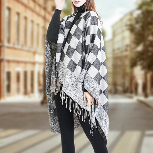 🔥Hot New Arrivals🔥 Women's Elegant Fringed Poncho Shawl Wrap